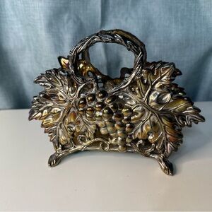 Silver Kitchen Linen Napkin Holder with Intricate Design